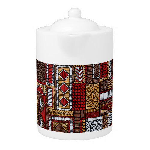 Patchwork Style Embroidered Ethnic Print Teapot