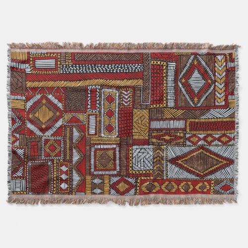 Patchwork Style Embroidered Ethnic Print Throw Blanket