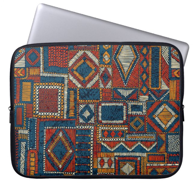 Patchwork Style Embroidered Vintage Print Laptop Sleeve (Front)