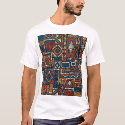 Patchwork Style Embroidered Vintage Print T_Shirt