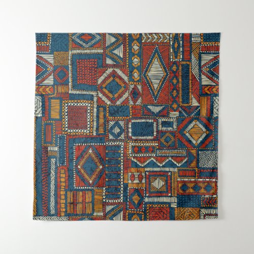 Patchwork Style Embroidered Vintage Print Tapestry