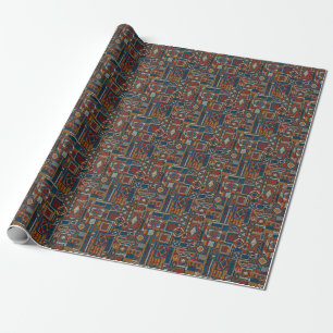 Patchwork Style Embroidered Vintage Print Wrapping Paper