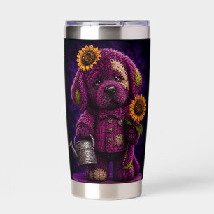 patchwork-style Newfoundland puppy Insulated Tumbler