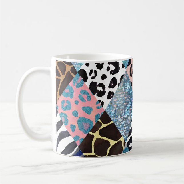 Patchwork style, watercolor collage pattern. coffee mug (Left)