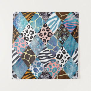 Patchwork style, watercolor collage pattern. tapestry