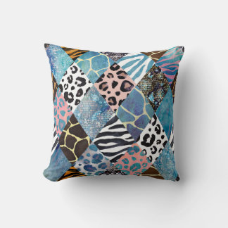 Patchwork style, watercolor collage pattern. throw pillow