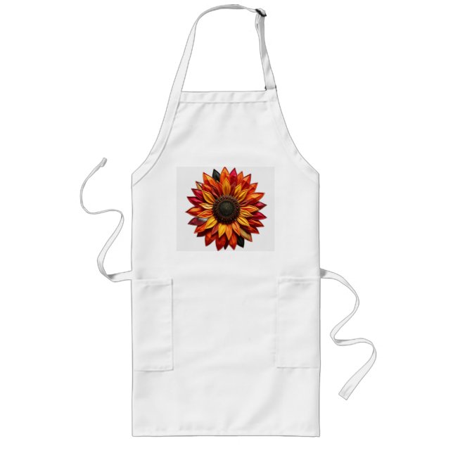 Patchwork Sunflower in Sunset Colors Long Apron (Front)
