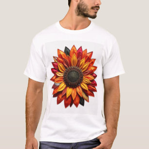Patchwork Sunflower in Sunset Colors T-Shirt