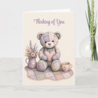 Patchwork Teddy Bear Thinking of You Folded Card