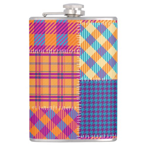 Patchwork textile seamless vintage pattern flask