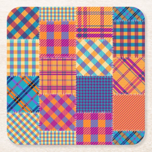Patchwork textile seamless vintage pattern square paper coaster