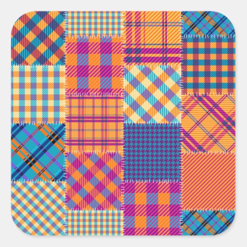 Patchwork textile seamless vintage pattern square sticker