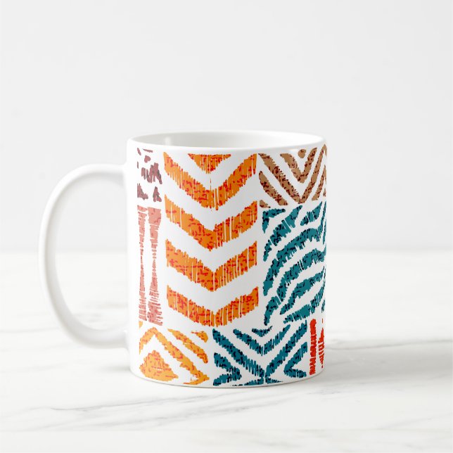 Patchwork Textures: Hand-Drawn Animal Print Coffee Mug (Left)