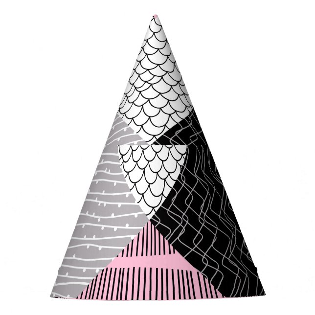 Patchwork tiles, freehand drawing pattern. party hat (Front)