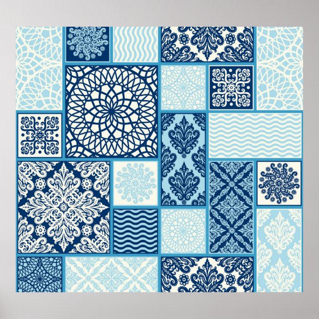 Patchwork tiles, seamless background. poster (Front)