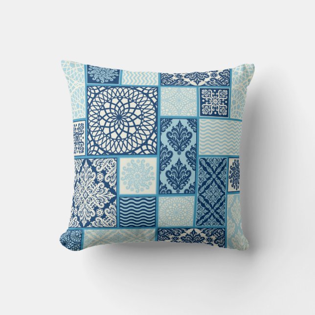 Patchwork tiles, seamless background. throw pillow (Front)