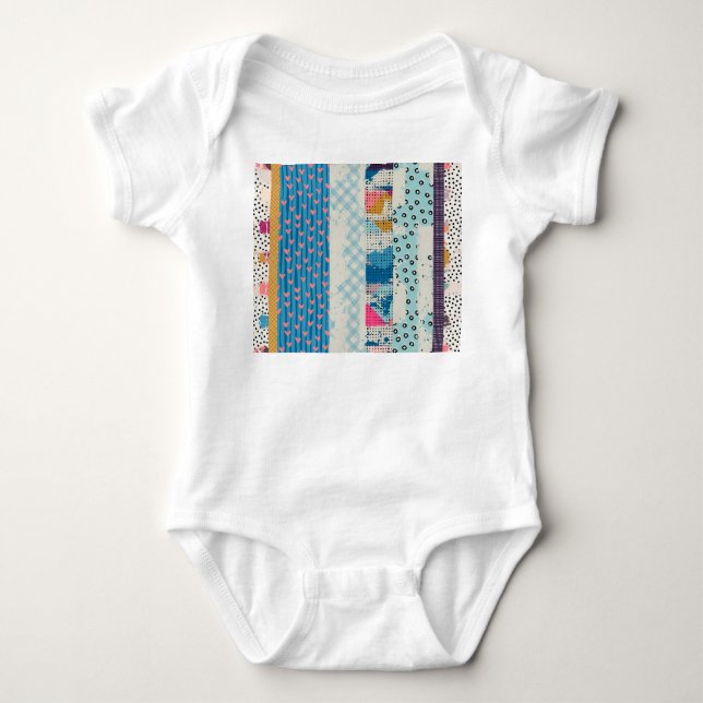Patchwork Tiles Seamless Pattern Design Baby Bodysuit (Front)