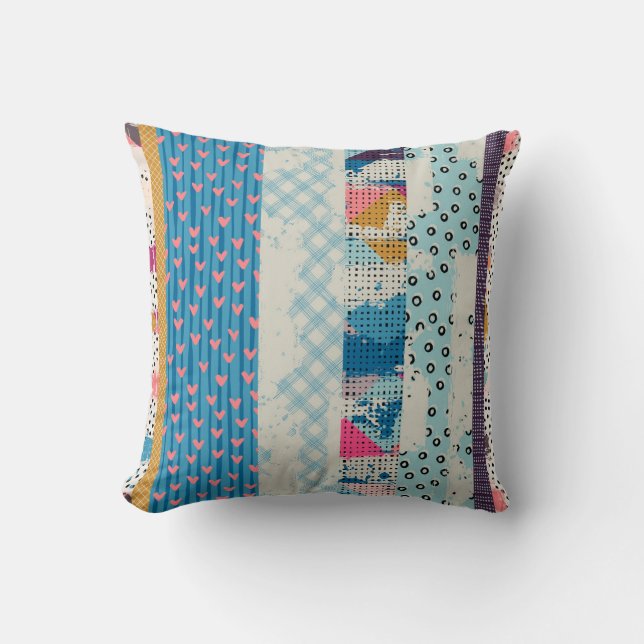 Patchwork Tiles Seamless Pattern Design Throw Pillow (Front)