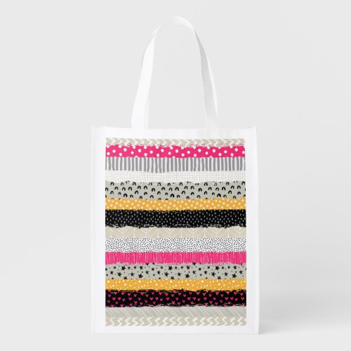 Patchwork Tiles Versatile Seamless Design Grocery Bag