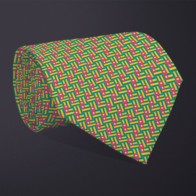 Patchwork Togo Flag Pattern  Neck Tie (Creator Uploaded)