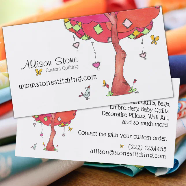 Patchwork Tree Professional Quilting Business Card Zazzle