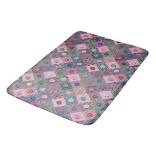 Patchwork Unique Multi-colored Button Pattern    Bath Mat