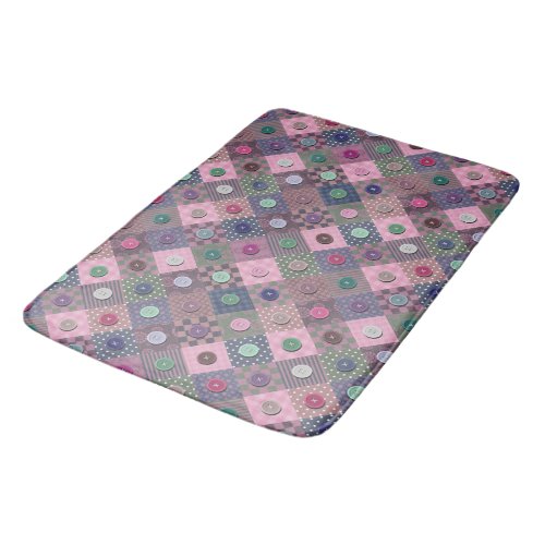 Patchwork Unique Multi_colored Button Pattern    Bath Mat