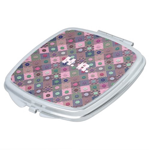 Patchwork Unique Multi_colored Button Pattern    Compact Mirror