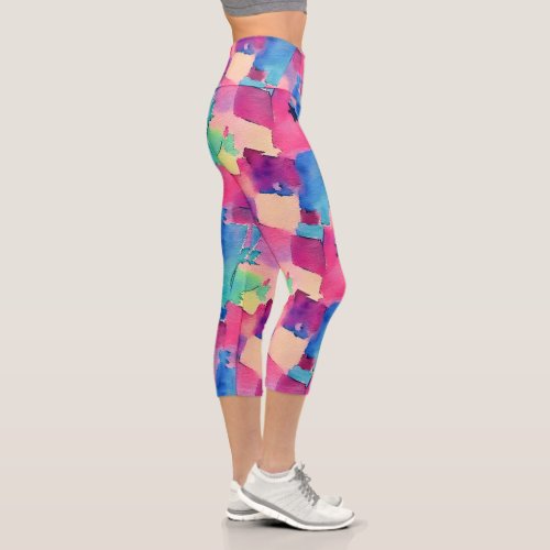 Patchwork watercolor yoga pants