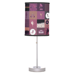 Patchwork with musical elements table lamp