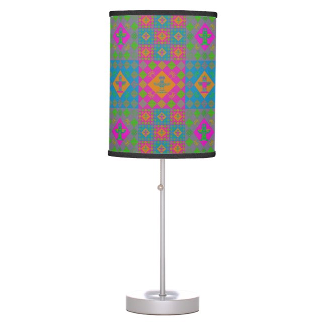 Patchwork with Native American elements Table Lamp (Front)