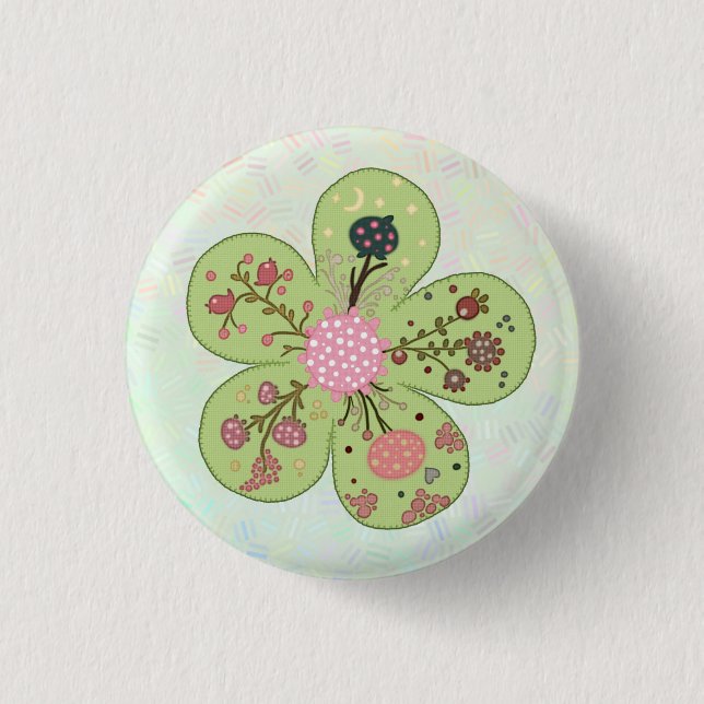 Patchworkfrühlingsblume Button (Front)