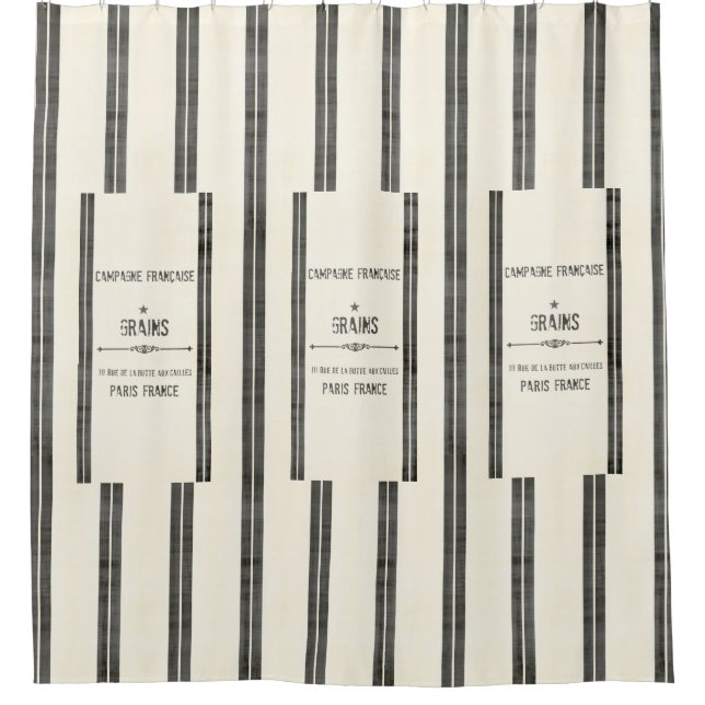 Patchy French Grain Sack SHOWER CURTAIN (Front)