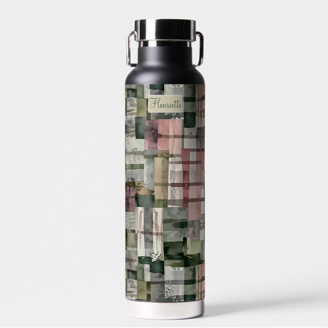 Patchy Mauve, Taupe, Sage  Water Bottle (Front)