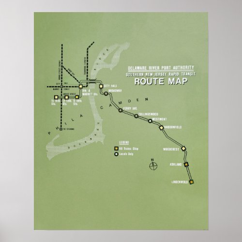 PATCO Route Map Replica Poster