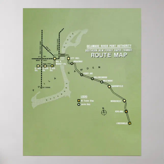 PATCO Route Map Replica Poster | Zazzle