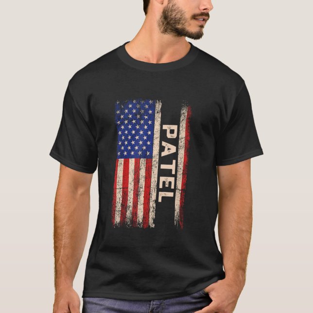 Patel Last Name Shirt Patel Name American Flag (Front)
