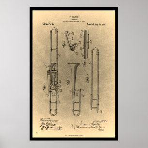 patent print Vintage Retro trombone