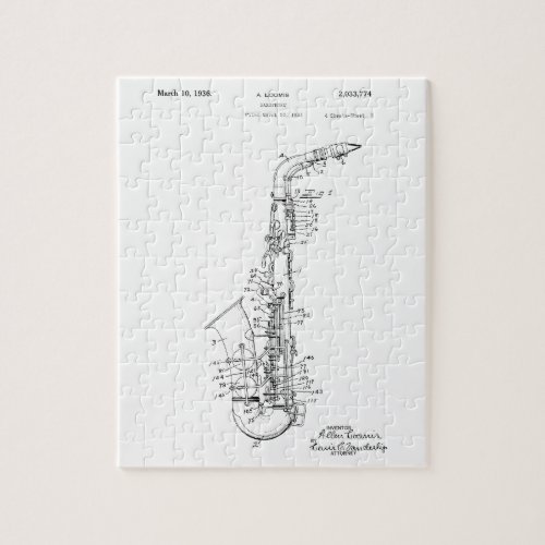 Patent saxophone design jigsaw puzzle