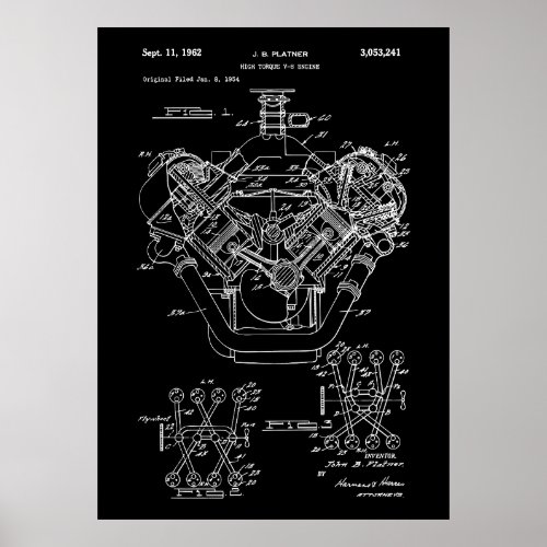 Patent V8 Engine Poster