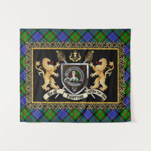 Paterson Clan Badge & Motto w/Lions Tapestry