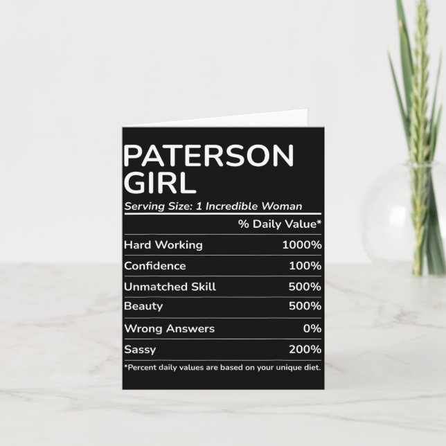 Paterson Girl Funny New Jersey Hometown  Card (Front)