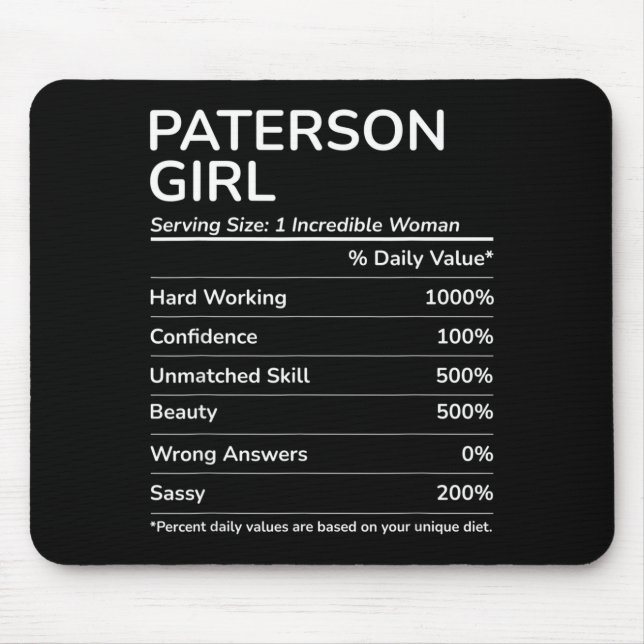 Paterson Girl Funny New Jersey Hometown  Mouse Pad (Front)