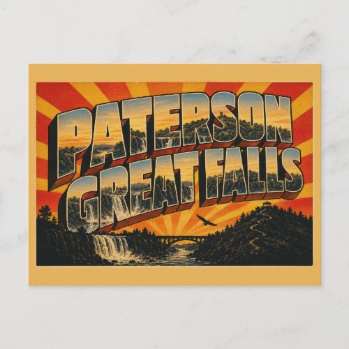 Paterson Great Falls New Jersey Waterfall Gorge Postcard