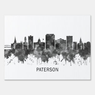 Paterson New Jersey Skyline BW Sign