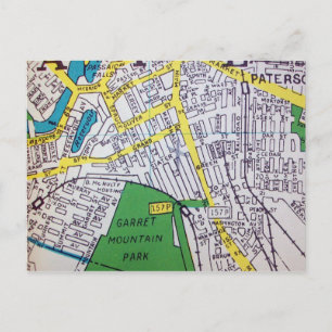 Paterson, NJ Vintage Map Postcard