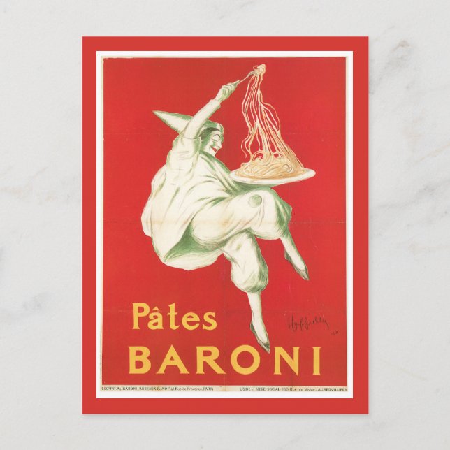 Pates Baroni Vintage Food Ad Art Postcard (Front)