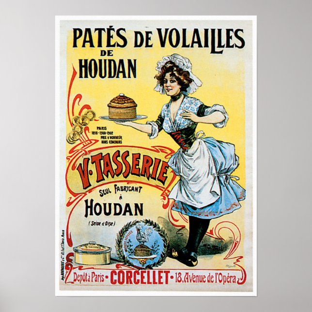 Pates De Volailles Houdan Vintage Food Ad Art Poster (Front)