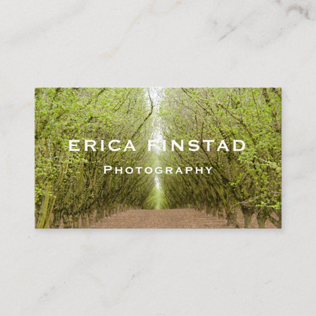 Path between hazelnut tree forest business card (Front)