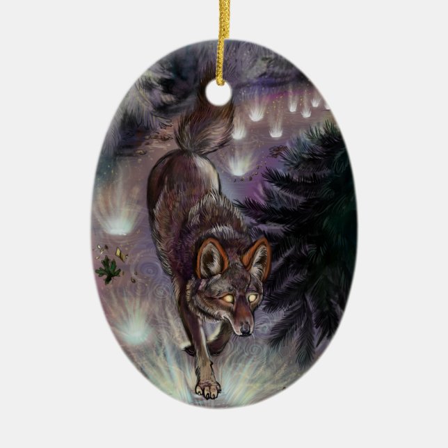 Path Illuminate Coyote Ceramic Ornament (Front)